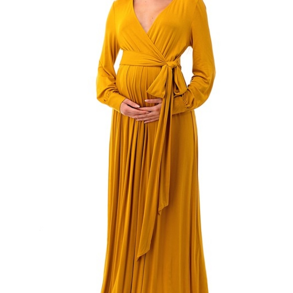 NWOT Maternity Dress Long Sleeve Maxi Marigold